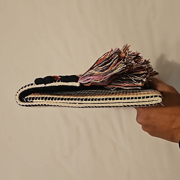 Stella & Dot Taj Bohemian Multicolored Striped Fringe Clutch - Picture 9 of 11